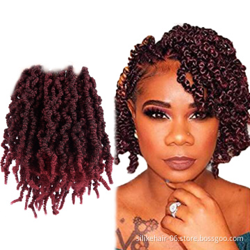 Wholesale Red 10inches Fluffy Short Curly Passion Twist Crochet Braiding Pre twisted Spring Braids Synthetic Hair Extensions
